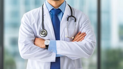 Confident Doctor in White Coat Stethoscope Healthcare Professional