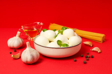 Mozzarella cheese, concept of tasty dairy products