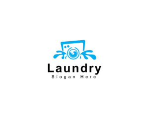 Laundry logo design template. Washing machine icon for laundry service business logo