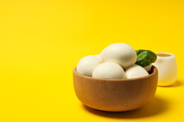 Mozzarella cheese, concept of tasty dairy products