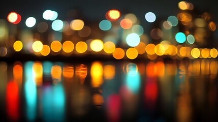 Motion blur of city lights creating streaks of color 