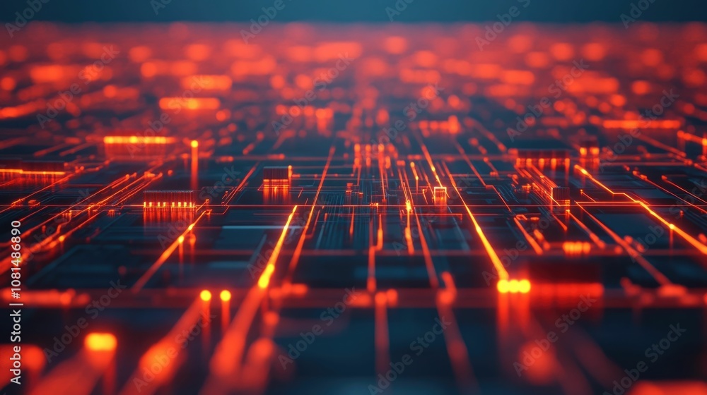Aufkleber glowing and illuminated city grid pattern representing the flow of electricity utility supply and ur
