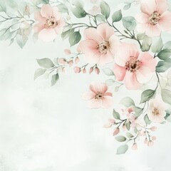 Serene Mother's Day Floral Arrangement - Minimalistic Watercolor Pink Blossoms with Delicate Foliage for a Whimsical and Elegant Design