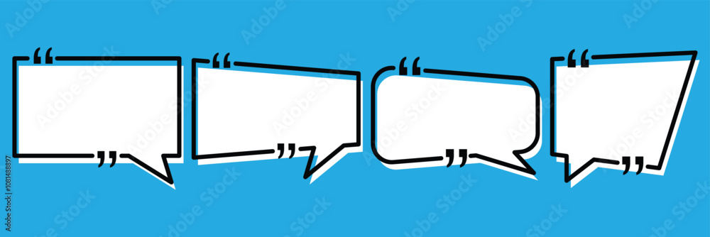 Poster quote box frame big set for the great design of speech quotation marks. vector bubble quotation, com