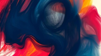 Clip-art style abstract art featuring bold brush strokes in a dynamic composition of primary colors with splatters and expressive lines adding to its raw aesthetic. - Powered by Adobe