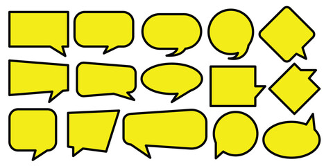 Obraz premium Set of talk speech bubble balloon symbol collection. Cartoon speech bubble set. Hand drawn talk cloud balloon icon. Talk bubbles. Thinking sign, chatting box or message box. Vector Illustration.