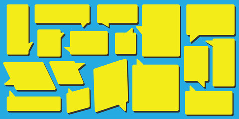 Retro blank comic speech bubbles vector icon set  Thinking sign, chatting box or message box. Chat box, cuote box frame collection. Comic cloud speech bubbles collection.