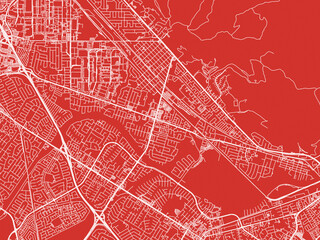Christmas Map of Union City  California, USA in Snowy White on Festive Red Background.