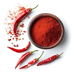 Chilli Powder isolated on a white background, close up
