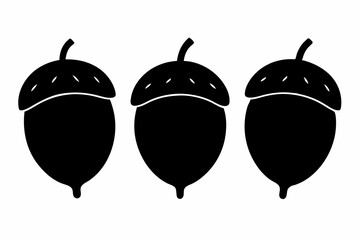 Obraz premium acorn silhouette vector, acorn vector icon, hazel nut black icon vector 