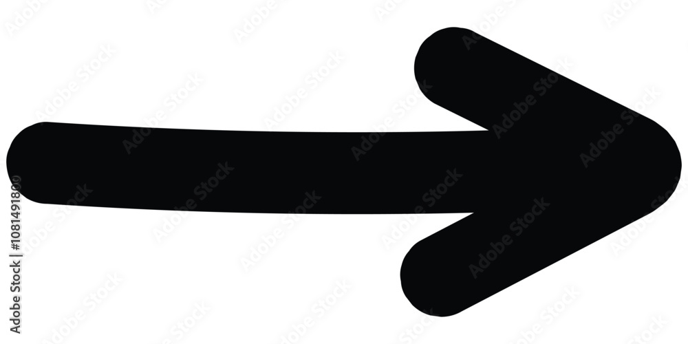 Poster hand drawn brush arrow vector. black drawn curve arrow isolated. curved arrow sign.