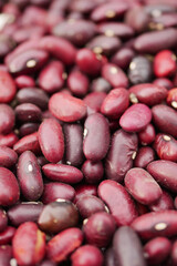 Closeup of red soy beans texture background.