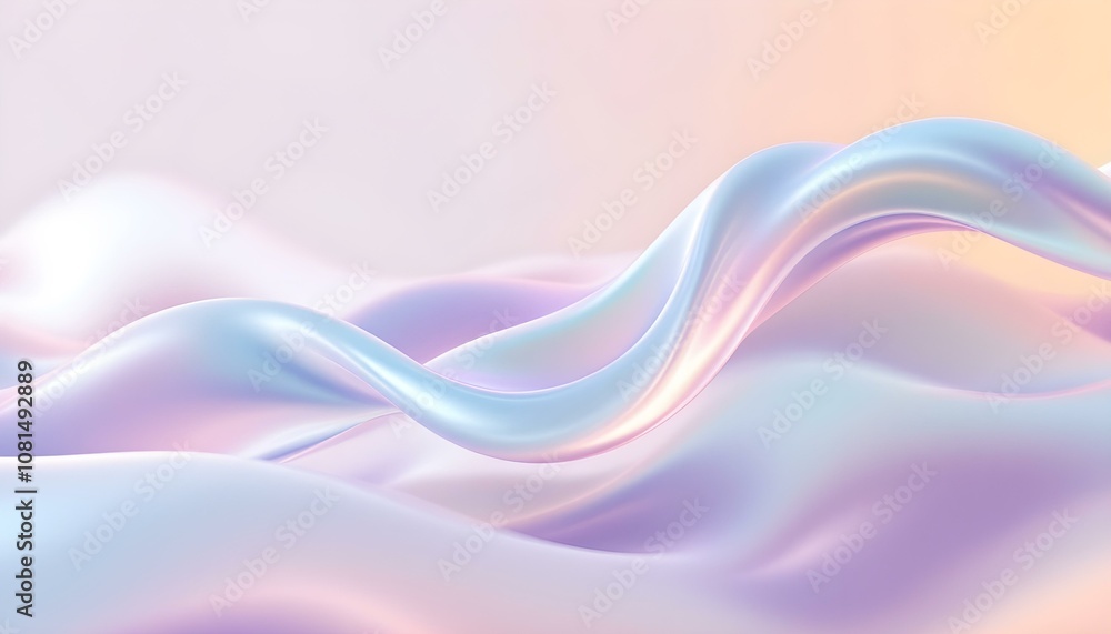 Aufkleber wavy glass shapes background. 3d crystal glass liquid wave with refraction and holographic effect is