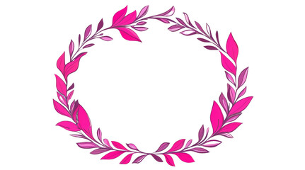 vibrant pink leaf wreath design, perfect for decorative purposes and celebrations. This elegant circular frame adds touch of nature and beauty to any project