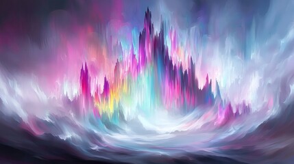 Dreamy Cityscape in a Whimsical Sky