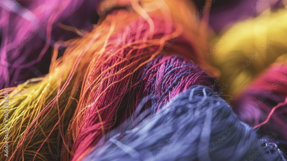 Aufkleber a network of interconnected threads in various hues forming a resilient fabric, metaphorizing the in