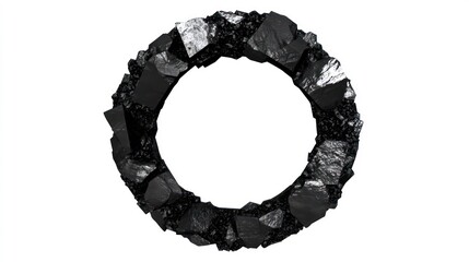 A ring composed of jagged black rocks, isolated against a white background.