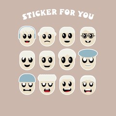 set of funny cartoon faces