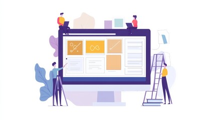 Fototapeta premium Website designer Creative planning application development draft sketch drawing template layout framework design studio . User experience design https www. Web page design concept