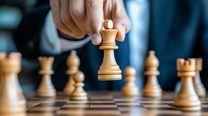 A focused moment in a chess game during a competitive match in a quiet room at dusk
