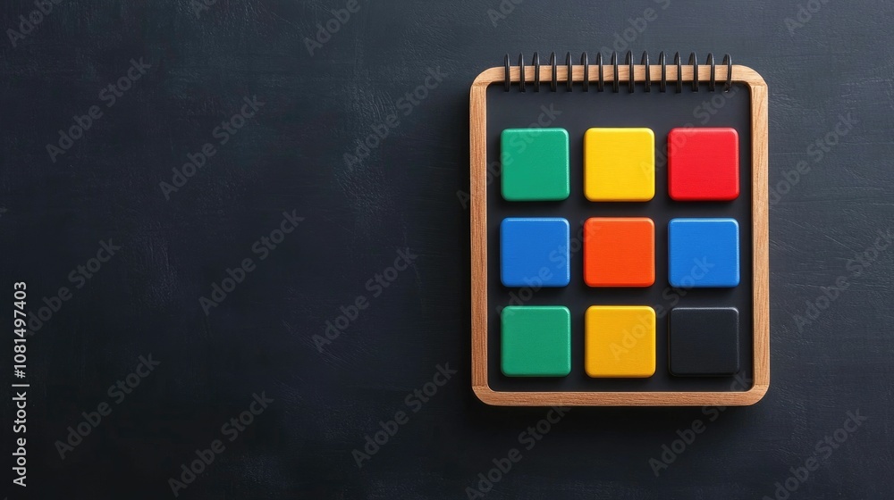 Poster colorful digital calendar made of cubes and blocks representing a time management and life balance c