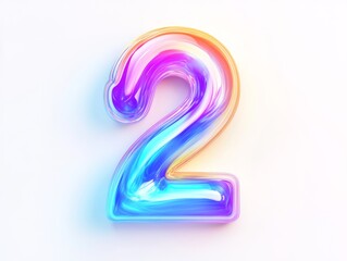 A colorful, glossy number "2" with a gradient effect on a white background.
