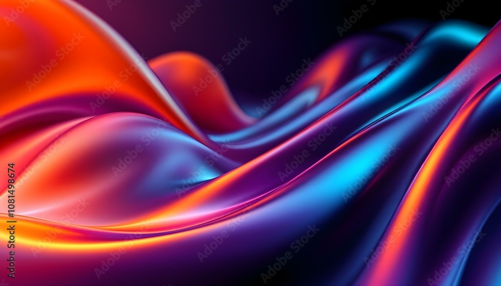 Poster a composition of abstract liquid glass with colorful reflections rendered in dynamic 3d. 3d render o
