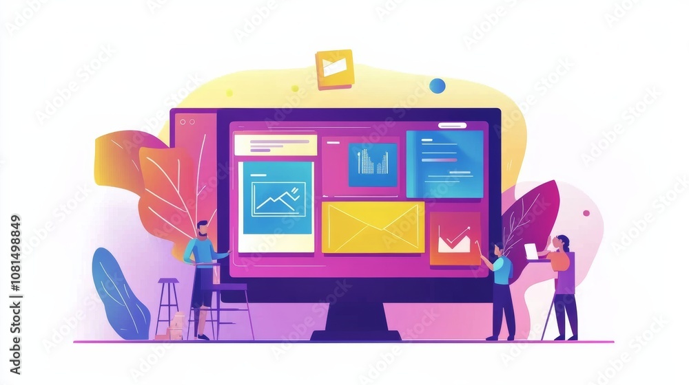 Aufkleber website designer creative planning application development draft sketch drawing template layout fram