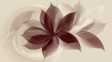 Elegant Abstract Design Featuring Smooth, Flowing Flower Petals in Warm Brown Tones on a Soft Beige Background for Artistic and Floral Themes