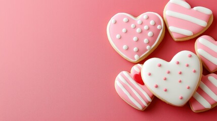Obraz premium Create playful valentine’s day heart-shaped cookies for a romantic celebration at home a sweet treat for anniversaries and love