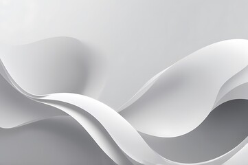 Obraz premium Abstract Digital Artwork with Flowing Curves and Waves in Gray and White, Minimalist and Modern Design