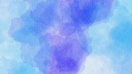 Blue purple watercolor background with paper texture. Watercolor style landscape illustration