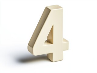 A three-dimensional representation of the number four in a neutral color.