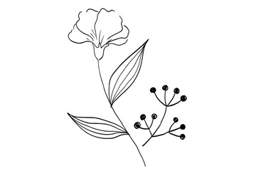 花のシンプルな線画イラスト