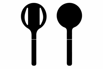 spoon vector icon, fork spoon black icon, set of kitchen utensils silhouette vector