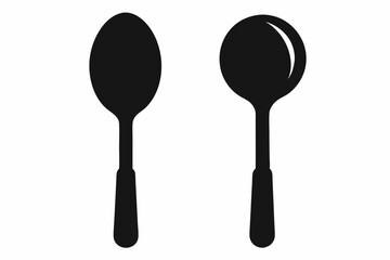 spoon vector icon, fork spoon black icon, set of kitchen utensils silhouette vector