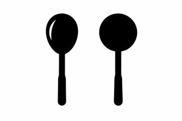 spoon vector icon, fork spoon black icon, set of kitchen utensils silhouette vector