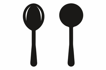 spoon vector icon, fork spoon black icon, set of kitchen utensils silhouette vector