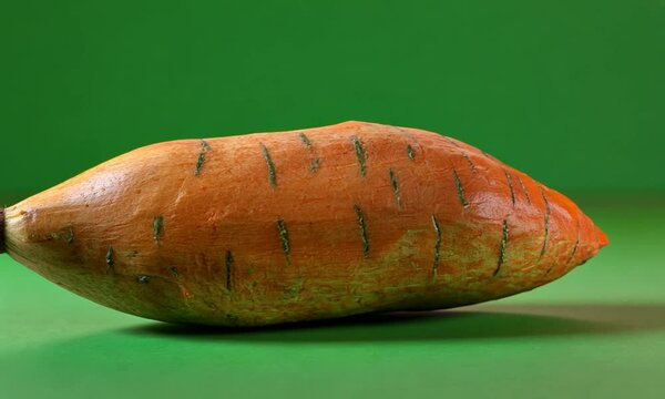 Sweet Potato On Green Background