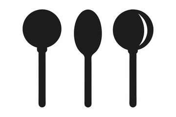 spoon vector icon, fork spoon black icon, set of kitchen utensils silhouette vector