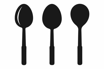spoon vector icon, fork spoon black icon, set of kitchen utensils silhouette vector