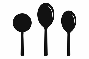 spoon vector icon, fork spoon black icon, set of kitchen utensils silhouette vector
