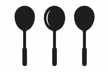 spoon vector icon, fork spoon black icon, set of kitchen utensils silhouette vector