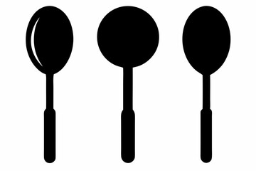 spoon vector icon, fork spoon black icon, set of kitchen utensils silhouette vector