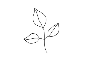 シンプルなリーフの線画ベクターイラスト　黒