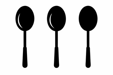 spoon vector icon, fork spoon black icon, set of kitchen utensils silhouette vector