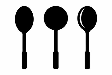 spoon vector icon, fork spoon black icon, set of kitchen utensils silhouette vector