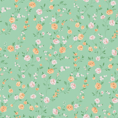 Seamless spring vector pattern with floral motif for dress fabric	