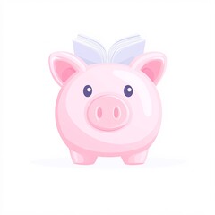 Fototapeta premium 2408_051.A simple vector icon illustration depicting of ira account booklet forming ceramic piggy bank, representing individual retirement planning, at center for a website isolated white background