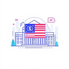 Fototapeta premium 2408_053.A simple vector icon illustration depicting of printed treasury bond forming flag, representing government-backed security, at center for a website isolated white background